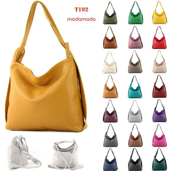 1010 T192 Leather backpack shoulder bag 2in1 handmade in Italy Lightgold main image 4